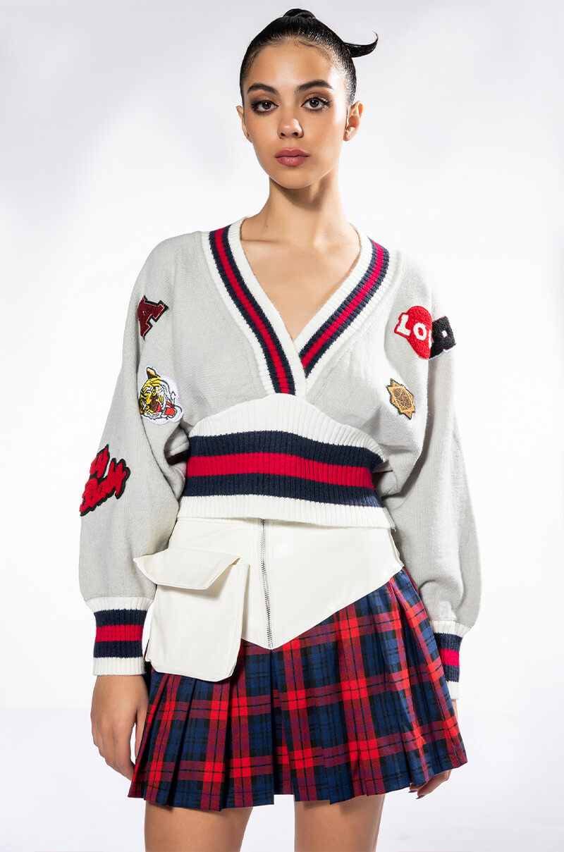 Side View Patches On Patches Sweater