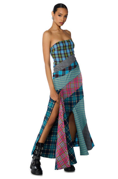 Kiira キーラ/plaid fringe dress patchin-it-up-plaid-maxi-