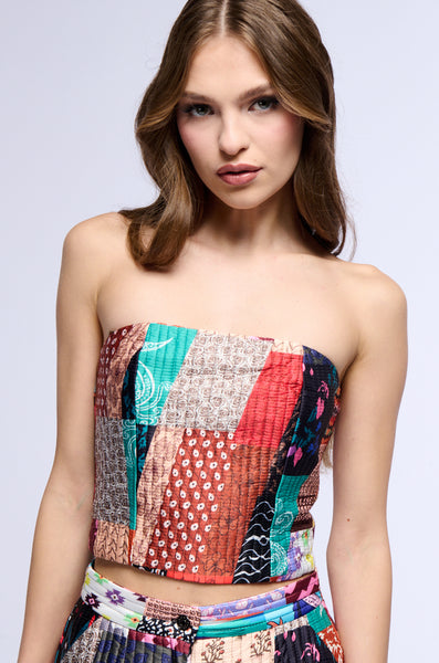 トップス malion vintage tie patchwork bustier トップス malion