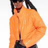 Front View Patent Crop Puffer Jacket