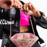 Front View Pave Diamond Clutch in Pink