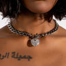 Front View Pave Heart Charm Necklace