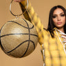 Front View Pave Luxe Basketball Purse in Gold