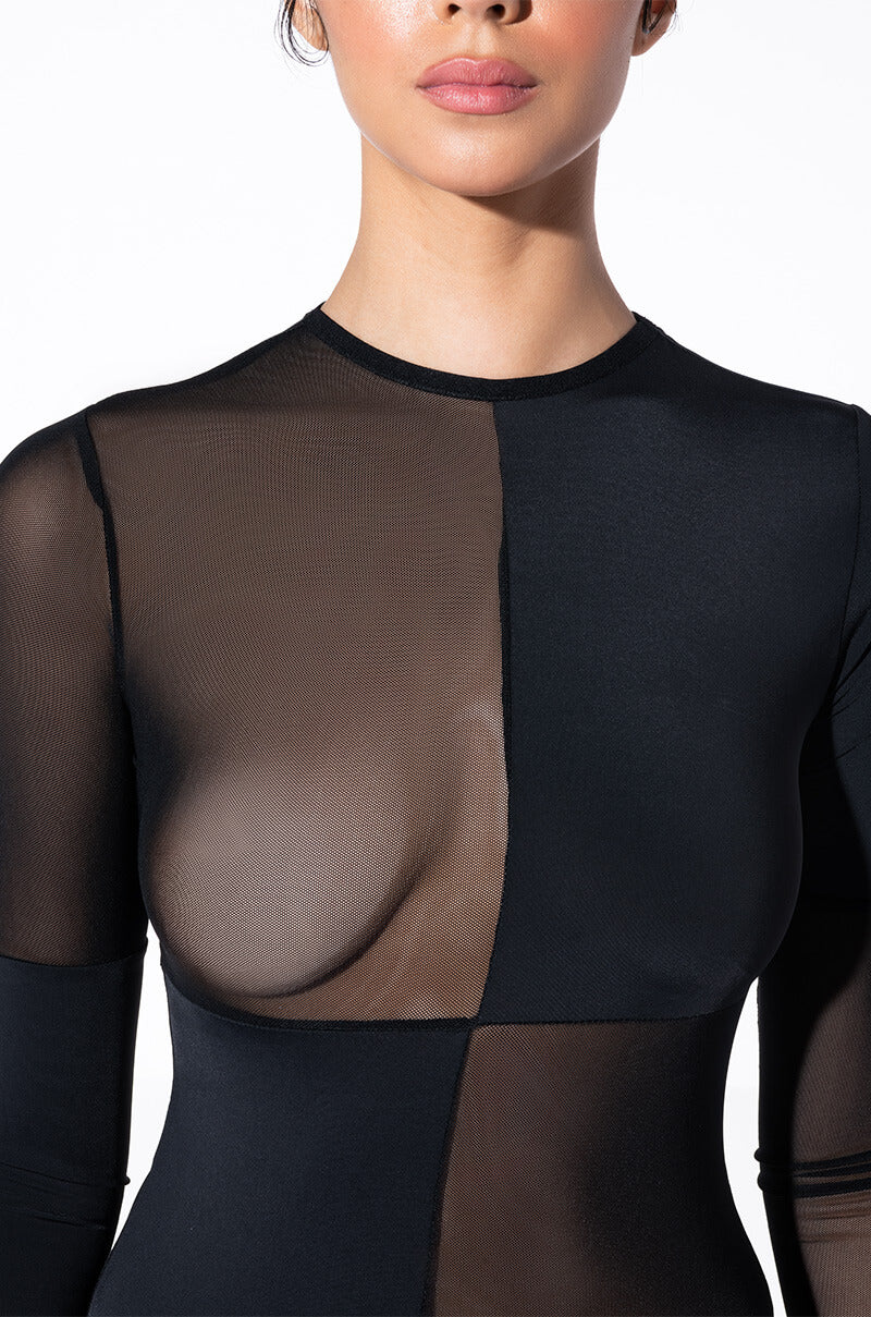 Extra View Paxton Checkmate Colorblocked Long Sleeve Mesh Bodysuit view 8