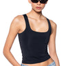 Front View Paxton Demi Square Neck Tank In Black