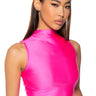 Front View Paxton Disco Crop Sleeveless Tee In Neon Pink