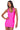 Front View Paxton Disco Halter Neck Bodycon Mini Dress In Pink