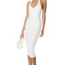 Front View Paxton Disco Halter Neck Pu Midi Dress In White