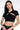 Front View Paxton Europa Ribbed Cutout Crop Top