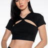 Front View Paxton Europa Ribbed Cutout Crop Top