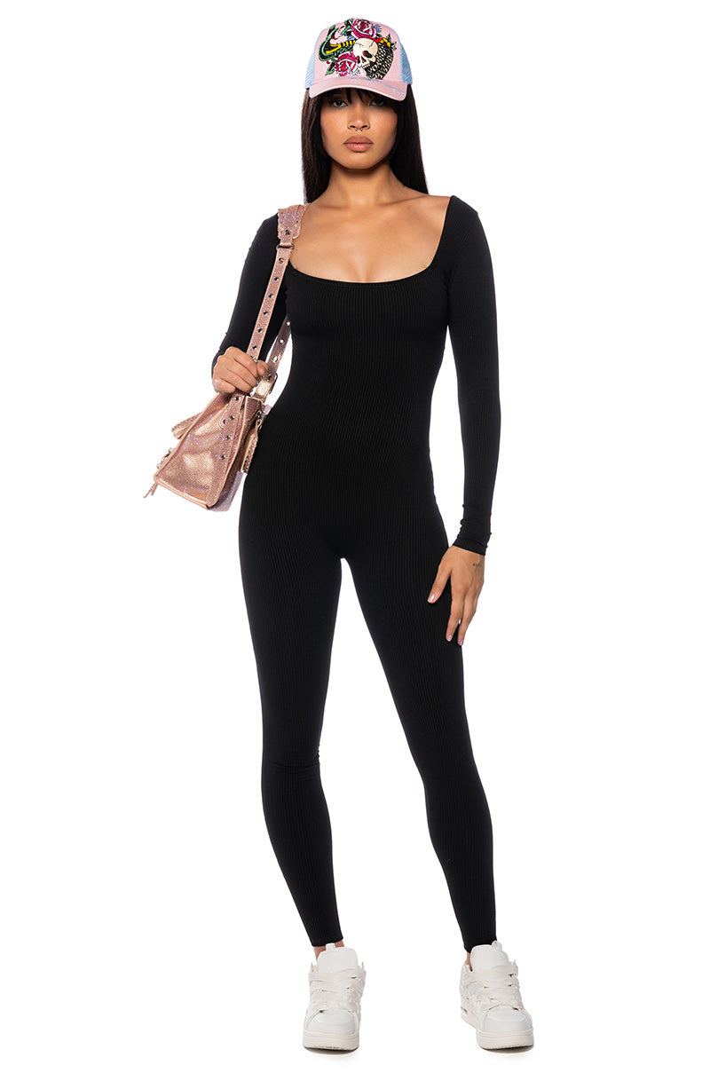 Front View Paxton Long Sleeve Catsuit 0