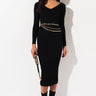 Front View Paxton Looking Good Feeling Fine Ribbed Knit Midi Dress in Black