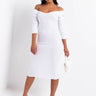 Front View Paxton Looking Good Feeling Fine Ribbed Knit Midi Dress in White