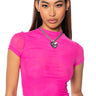 Front View Paxton Mesh Short Sleeve Tshirt In Pink