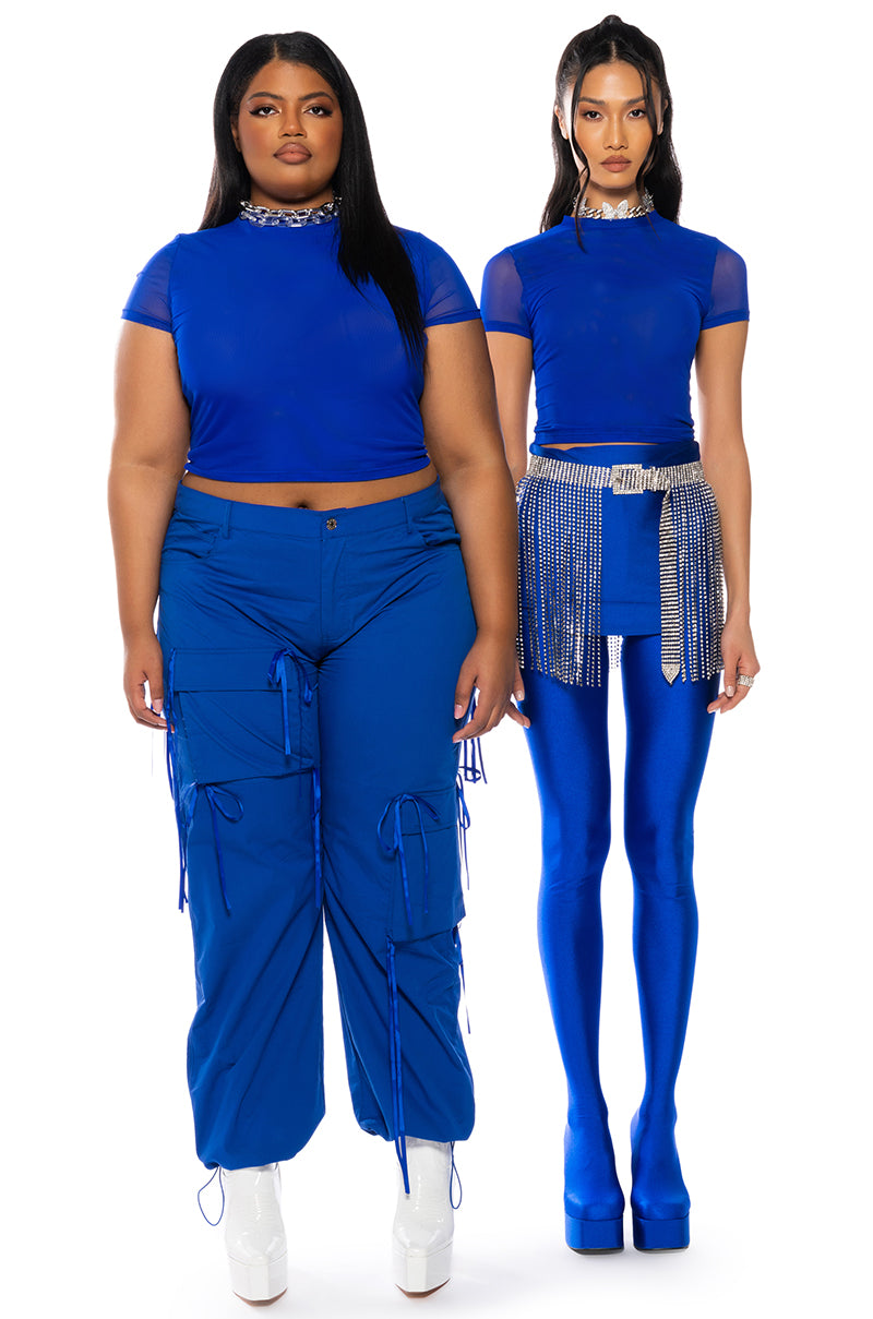 Detail View Paxton Mesh Short Sleeve Tshirt In Royal Blue 3