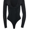Front View Paxton New Classic Long Sleeve Deep V Bodysuit
