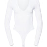 Front View Paxton New Classic Long Sleeve Deep V Bodysuit