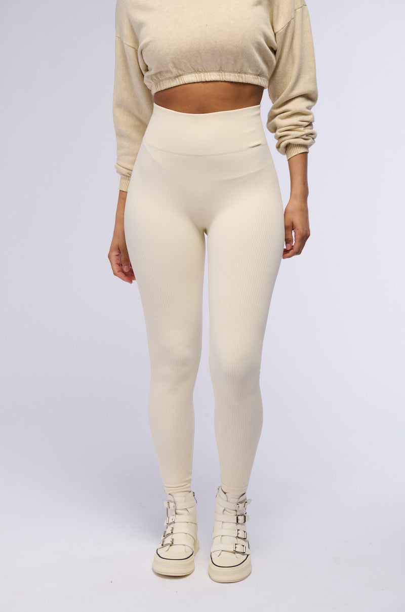 PAXTON RIBBED LEGGING IN IVORY view 0