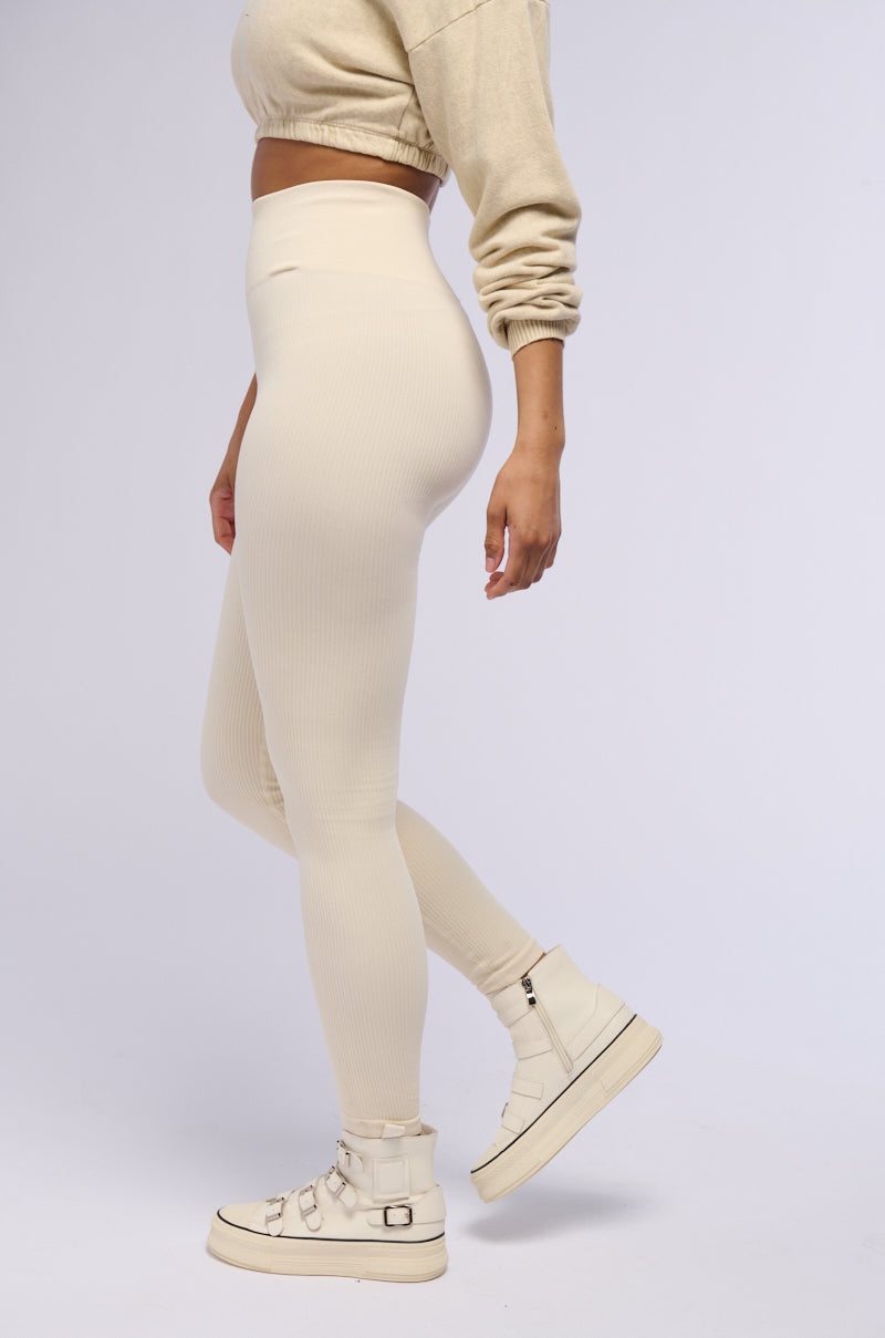 Side View Paxton Ribbed Legging In Ivory