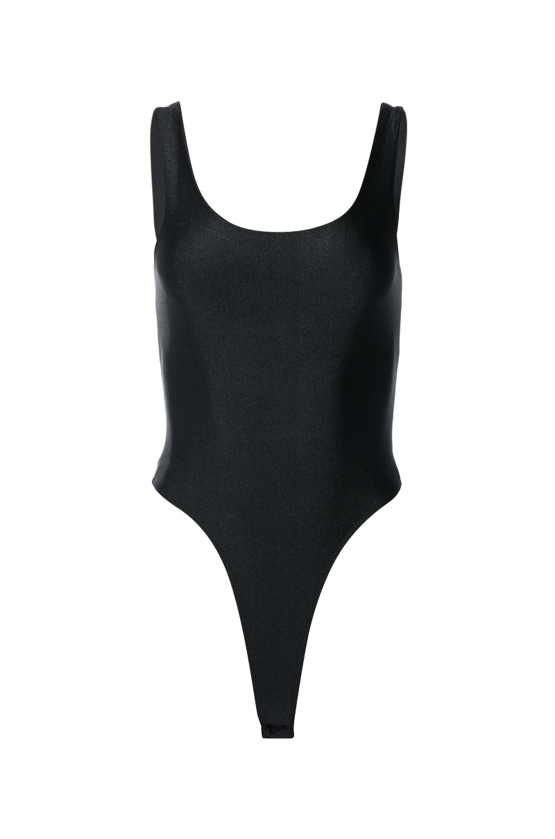 Front View Paxton Sami Scoop Sleeveless Bodysuit In Black