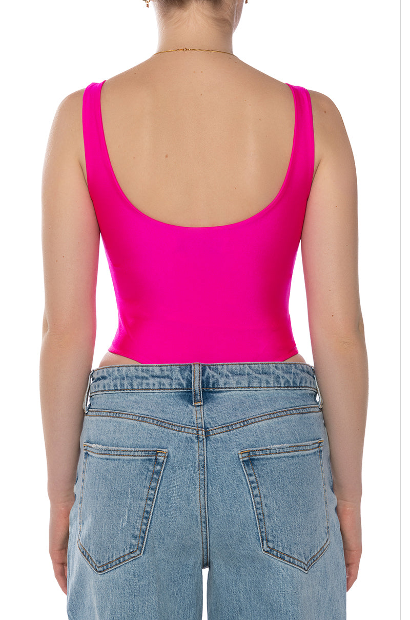 Full View Paxton Sami Scoop Sleeveless Bodysuit In Fuchsia