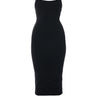 Front View Paxton Scoop Neck Sleeveless Midi Dress In Black