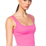 Front View Paxton Seamless Square Neck Sleeveless Bodysuit In Pink