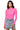 Front View Paxton Sexy Double Layer Mesh Long Sleeve Bodysuit In Pink