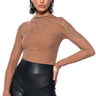 Front View Paxton Sexy Double Mesh Long Sleeve Bodysuit In Taupe