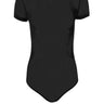 Front View Paxton Short Sleeve Mesh Bodysuit In Black