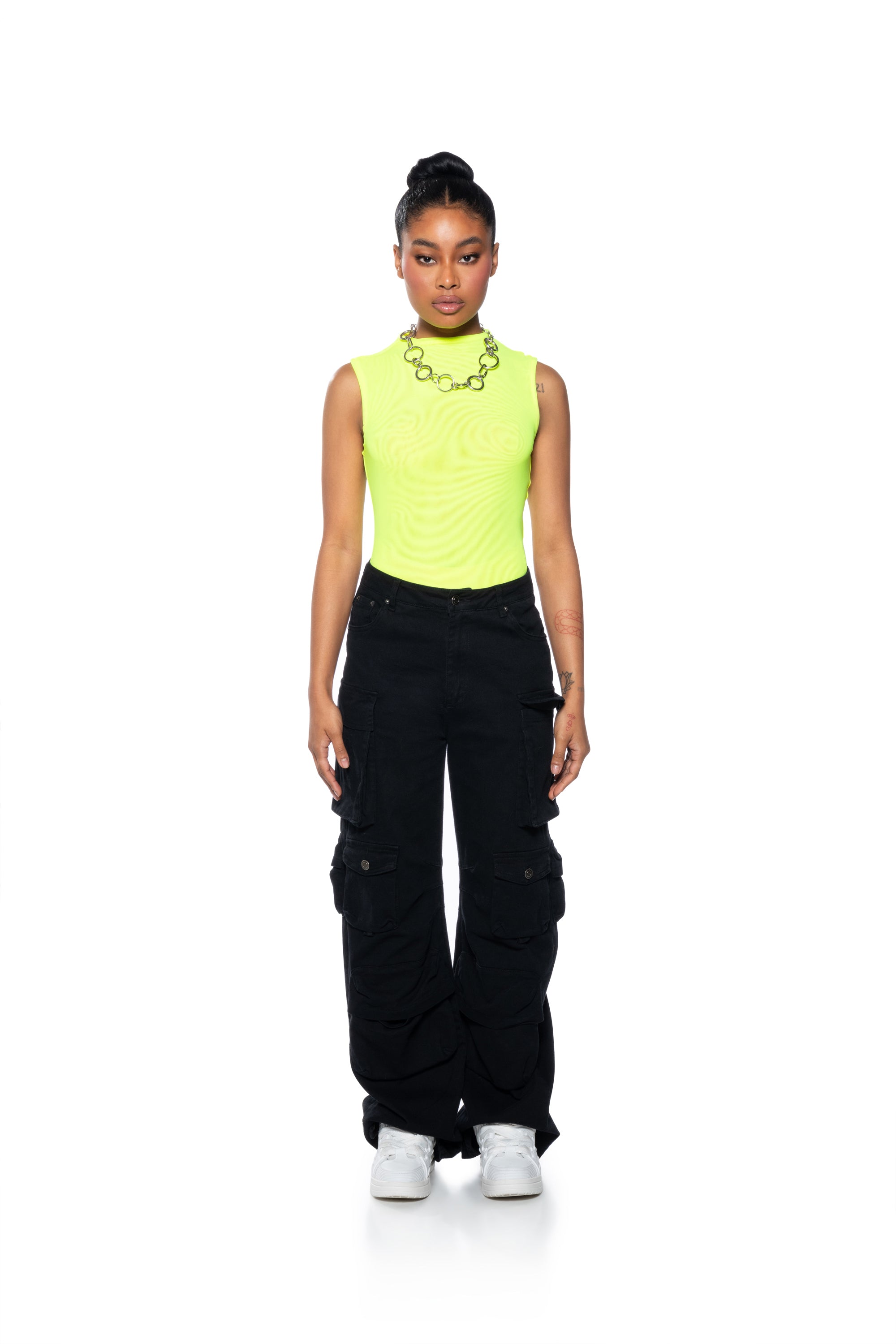 Extra View Paxton Sleeveless Mesh Bodysuit In Lime