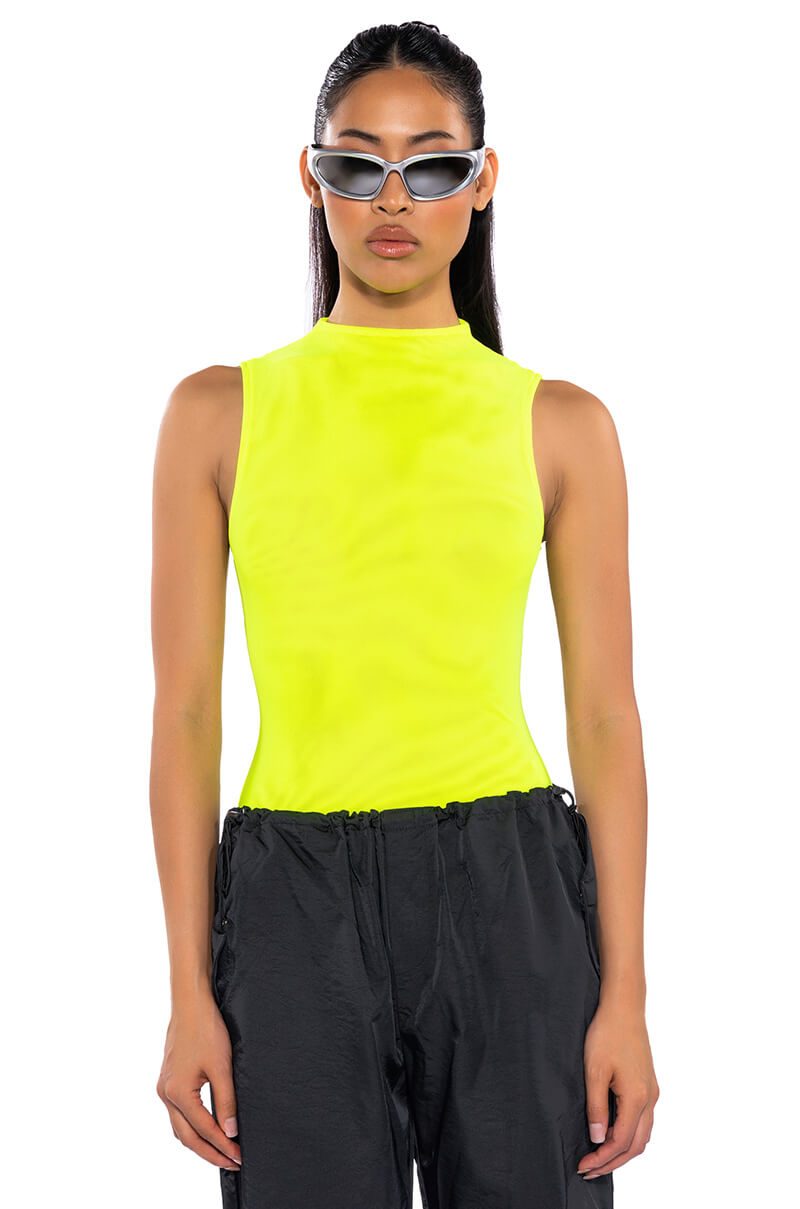 Front View Paxton Sleeveless Mesh Bodysuit