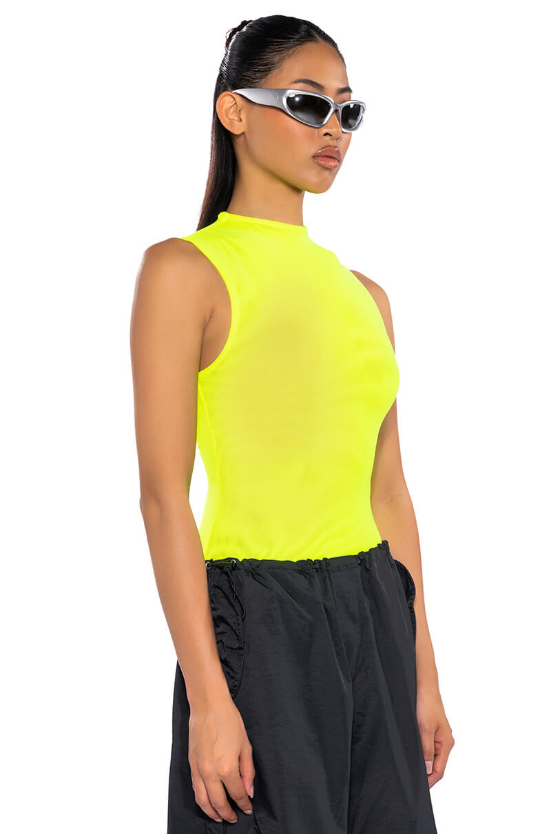 Side View Paxton Sleeveless Mesh Bodysuit