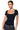 Front View Paxton Square Neck Seamless Short Sleeve Bodysuit In Black