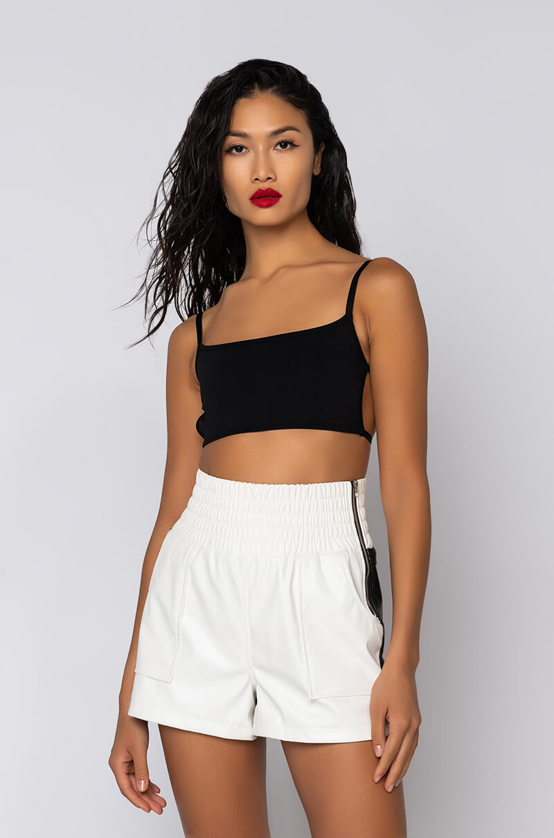 Front View Paxton Suck It Up Layering Essential Bralette in Black