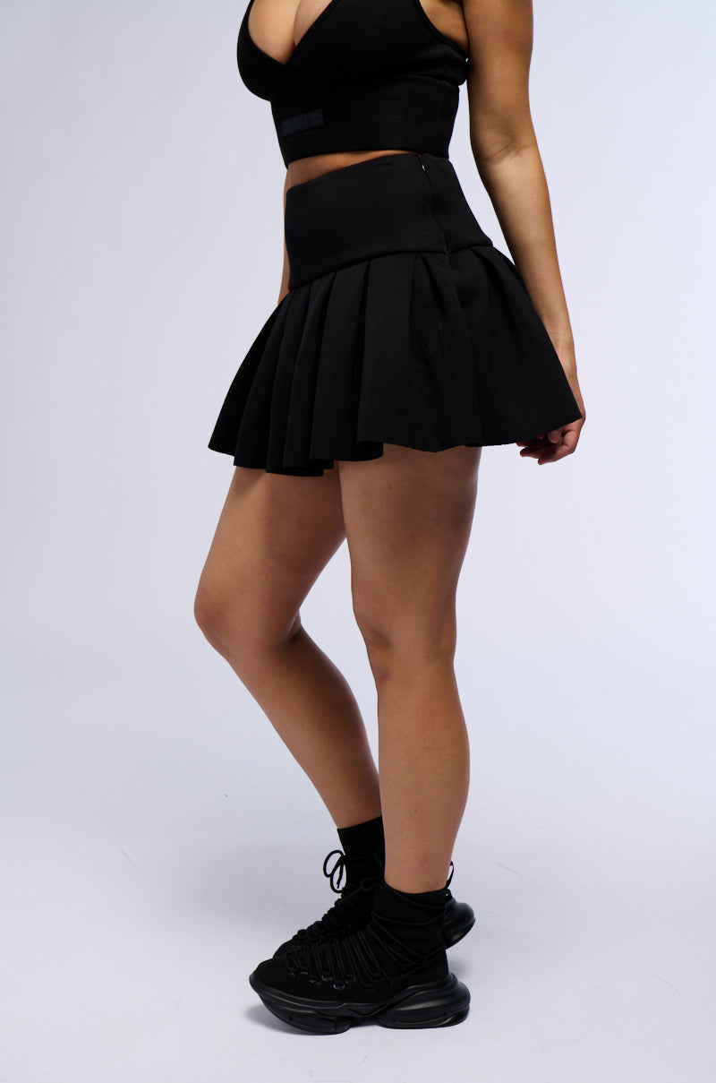 Back View Paxton Super Luxe Pleated Mini Skirt