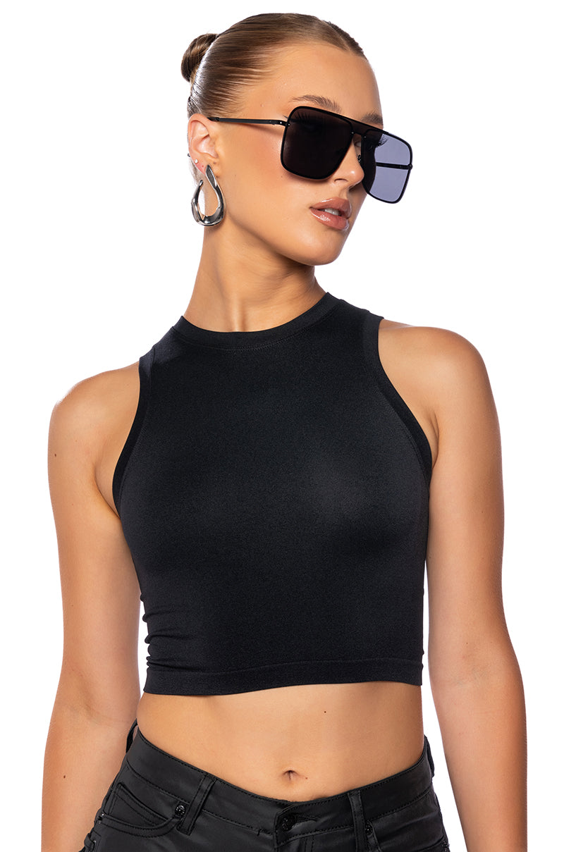 Side View Paxton Toni Crop Tank In Black