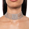 Front View Pay Me In Diamonds Embellished Choker In Silver