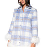 Front View Pazazz Plaid Mini Dress With Fur