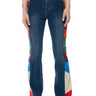 Front View Peace And Love Faux Leather Panel Straight Leg Jeans