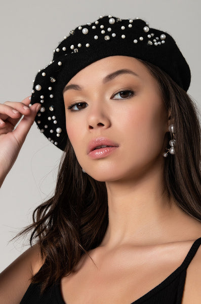 Nordstrom pearl beaded beret hat display picture 3