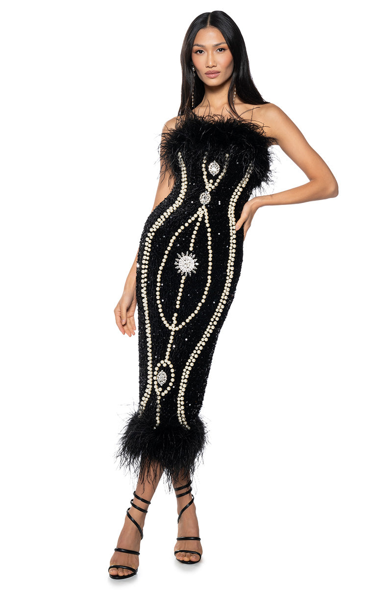 PEARLESCENT BODY SEQUIN MIDI DRESS view 0