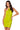 Front View Peekaboo Ruched Halter Mini Dress In Lime