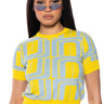 Front View Penelope Yellow Short Sleeve Top