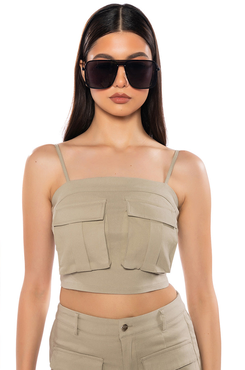 Front View Pennie Cargo Crop Top