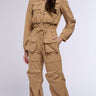 Front View Penny Hooded Cargo Jumpsuit