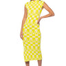 Front View Penthouse Queen Knit Midi Dress In Lime