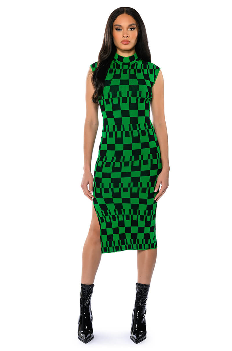 Front View Penthouse Queen Knit Midi Dress