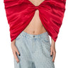 Front View Perfect Gift Dramatic Satin Bow Top In Red