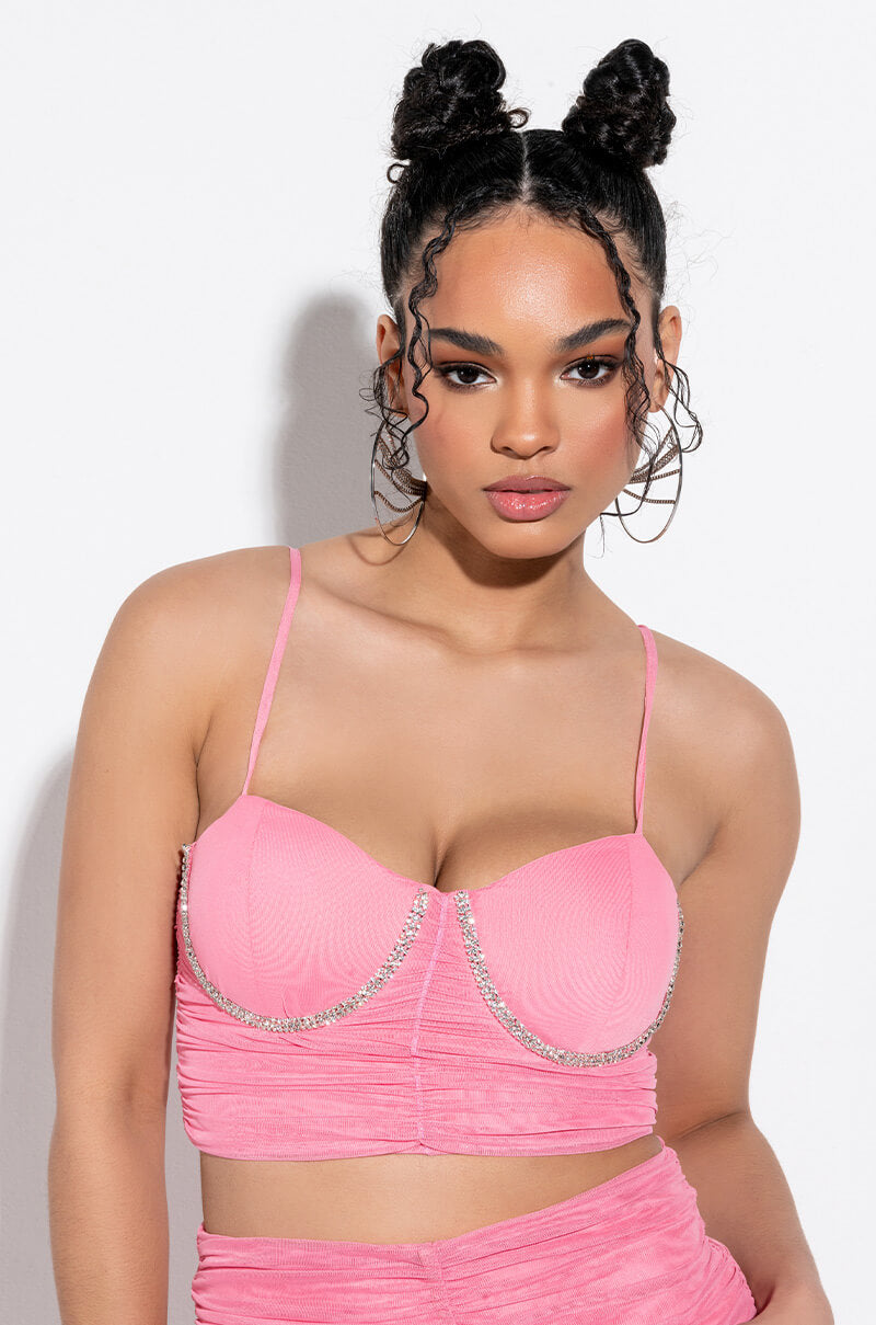 PERSEPHONE CROPPED MESH RHINESTONE TRIM TANK view 0